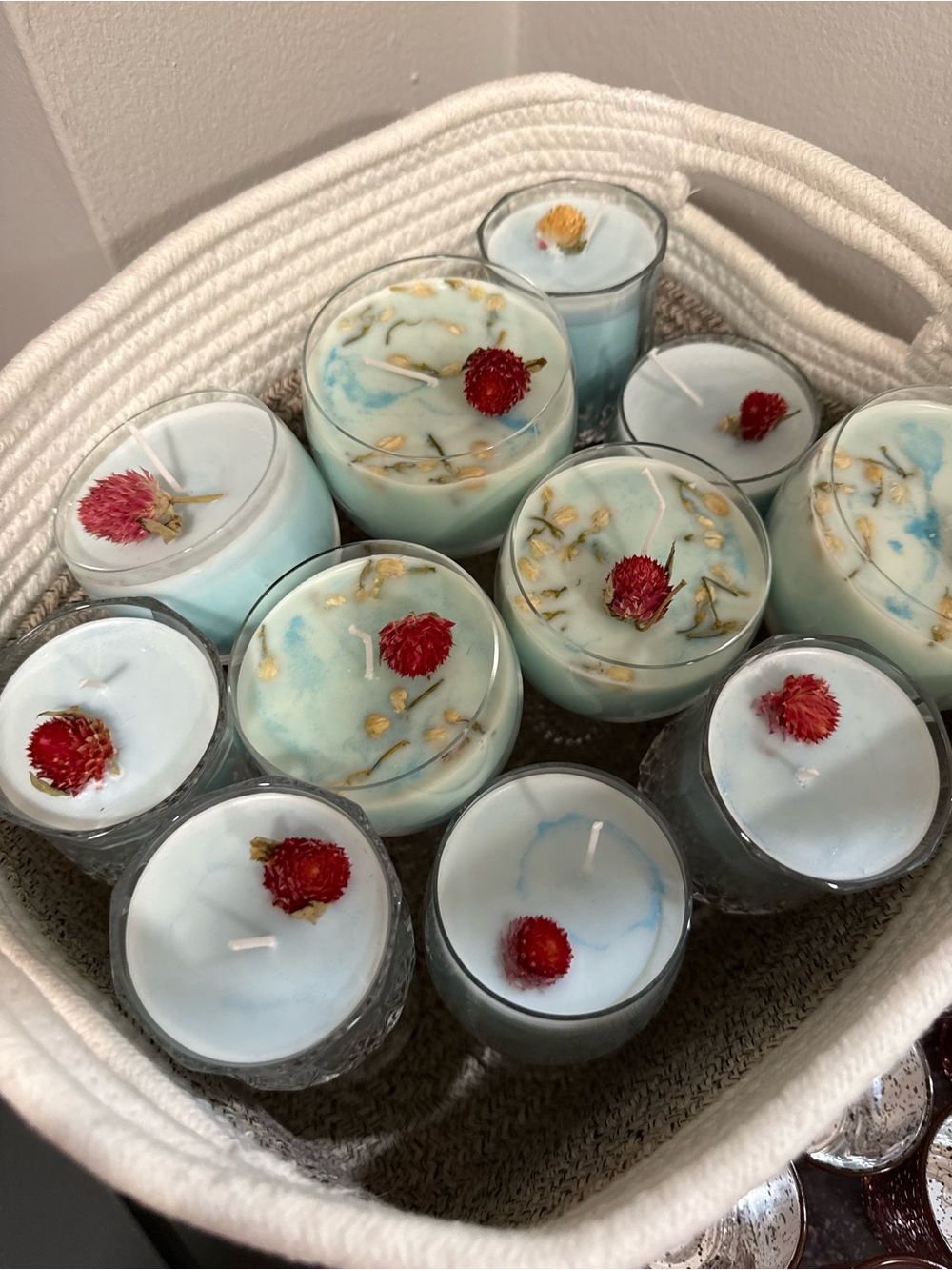 Hand-Poured Blue Floral Soy Candle - Women Bath & Body